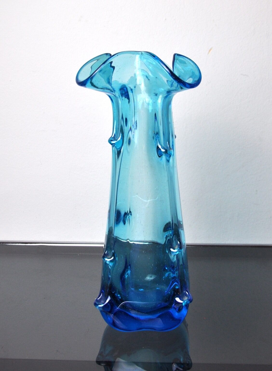 Blue seguso vase in murano glass, italy, 1970