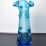 Blue seguso vase in murano glass, italy, 1970