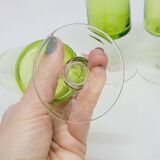 5 flûtes à champagne en verre soufflé vert