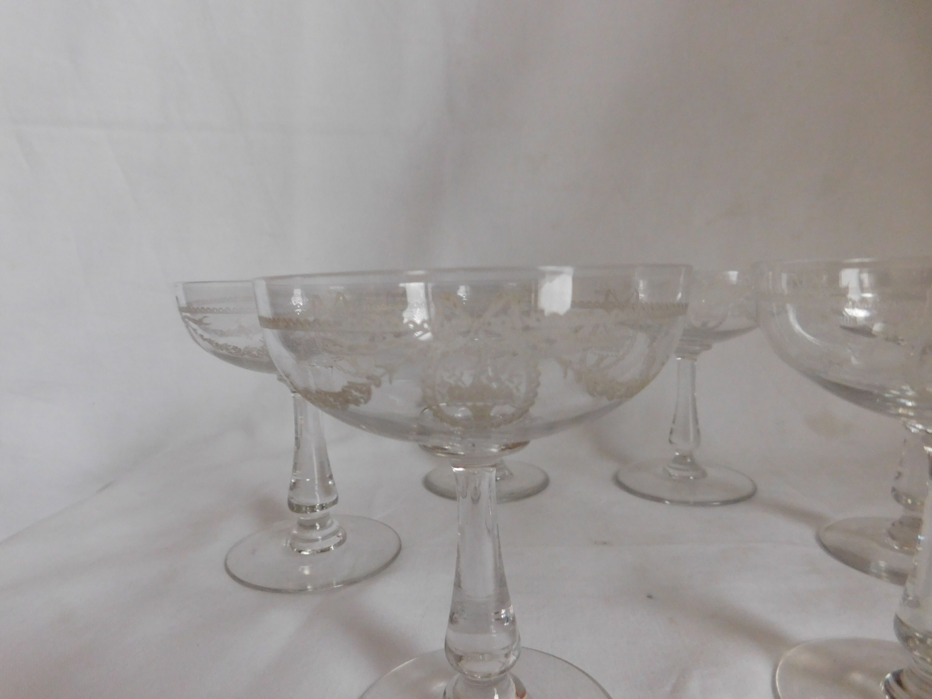 6 coupes à champagne Saint Louis  modèle Sapho cristal gravé