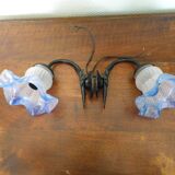 Vintage Wall Sconces with Opaline Glass, 1970s, Set of 2