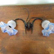 Vintage Wall Sconces with Opaline Glass, 1970s, Set of 2