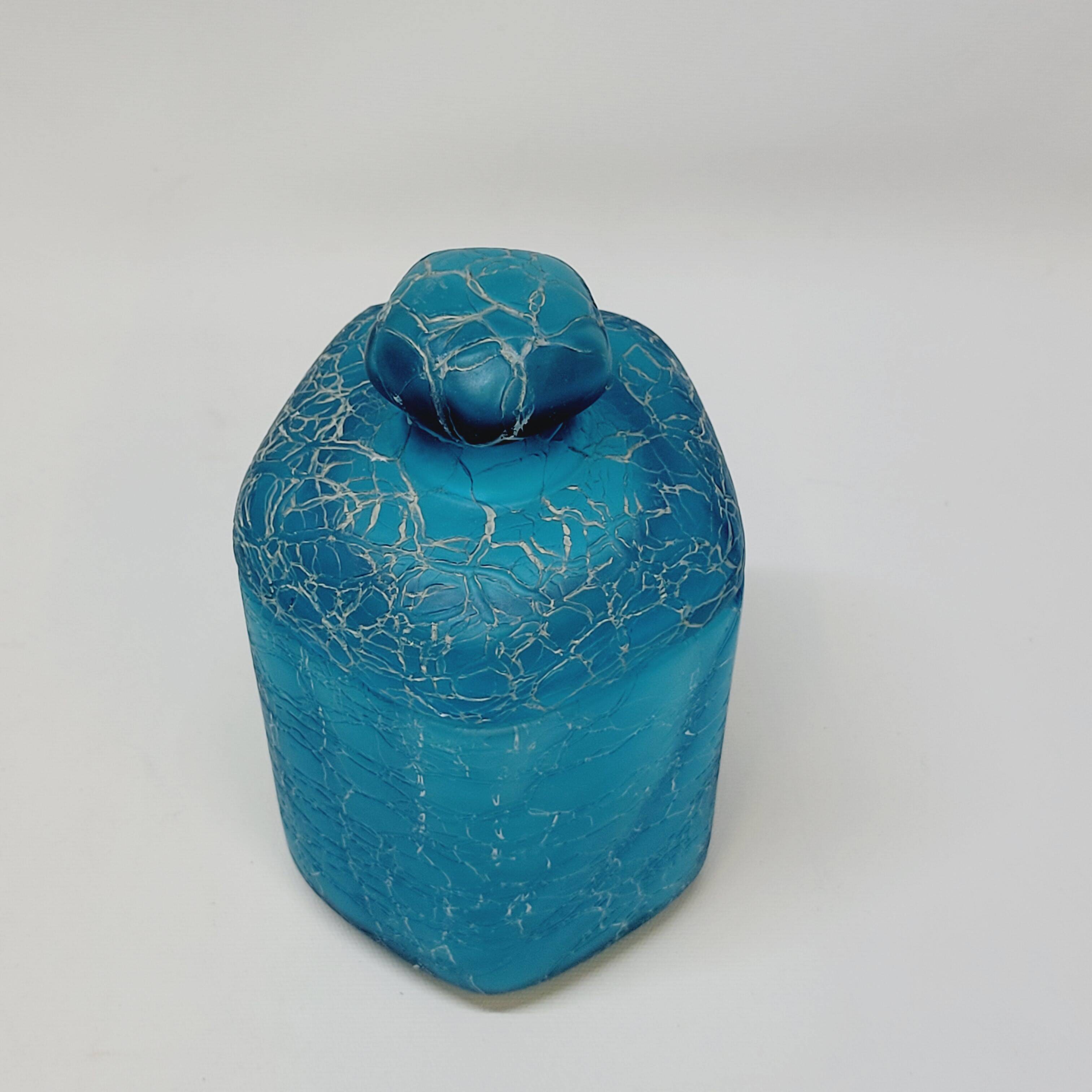 Franck Ma Toilet Box and Spray Bottle in Turquoise Blue Cracked Glass
