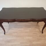 Chippendale mahogany table XXth with walnut piano in smoked tempered glass