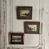 Watercolors on paper depicting rocky coasts 20th century by L. Roger