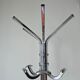 Chrome parrot coat rack with swivel head on a gas lift.