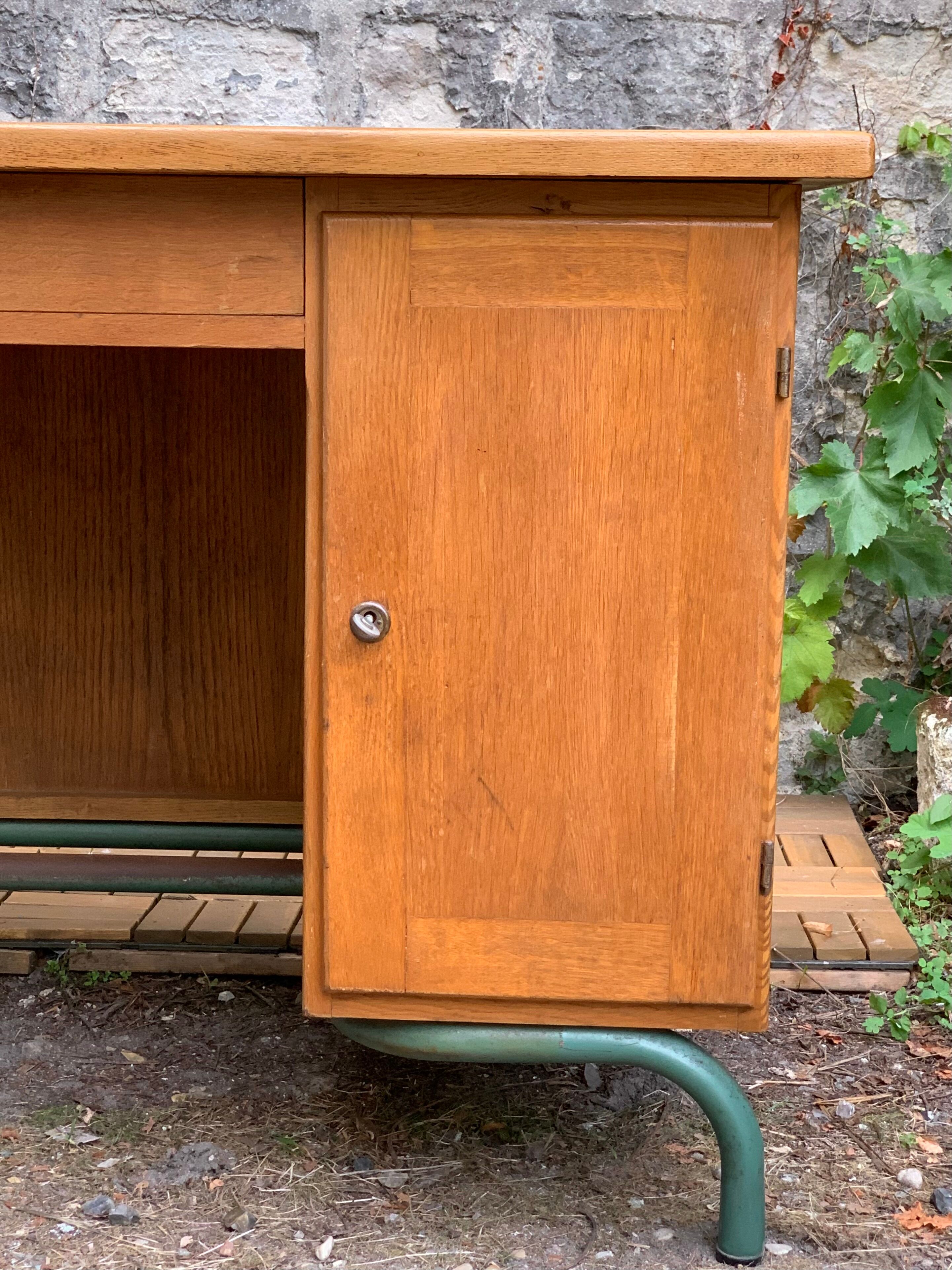 1950s schoolmaster's desk in solid oak