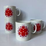 Set of 4 cups white porcelain coffee, 60s