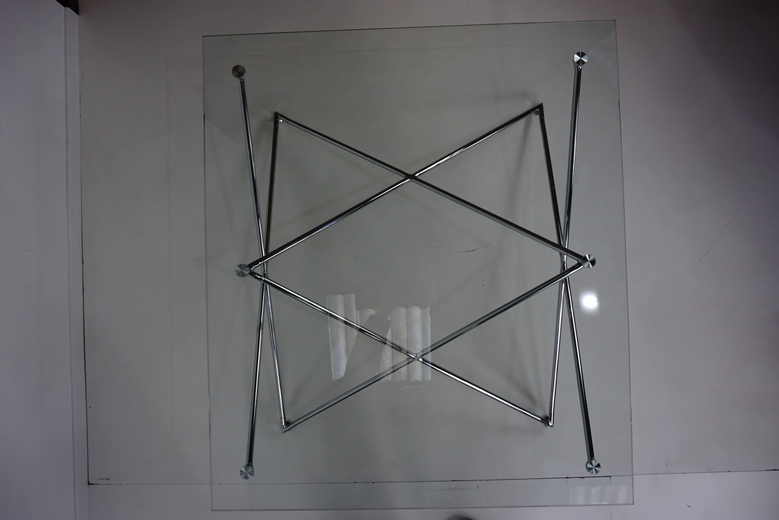 Glass and chrome coffee table