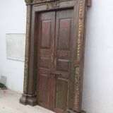Porte indienne ancienne en teck pièce et patine d'origine