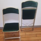 Lot of 2 velvet folding chairs