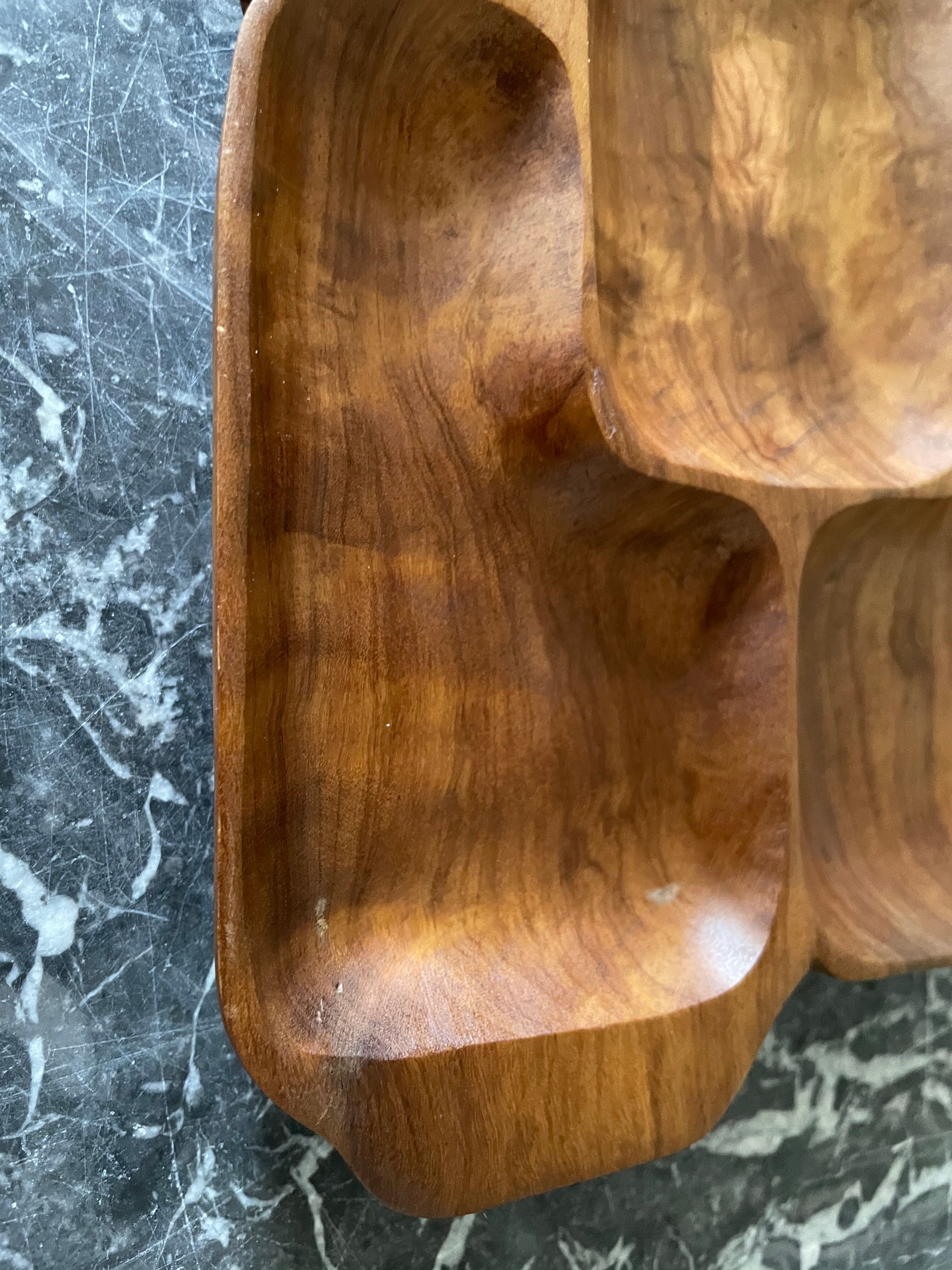 Wooden compartmentalized dish