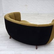 1960s, Danish 2-seater "Banan" sofa, green furniture wool, ash wood.