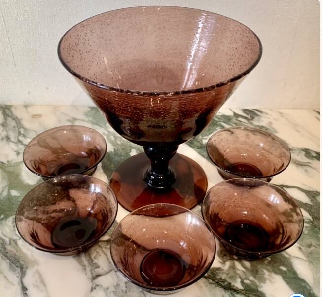Vintage blown glass Biot service