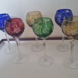 6 St Louis crystal colored glasses
