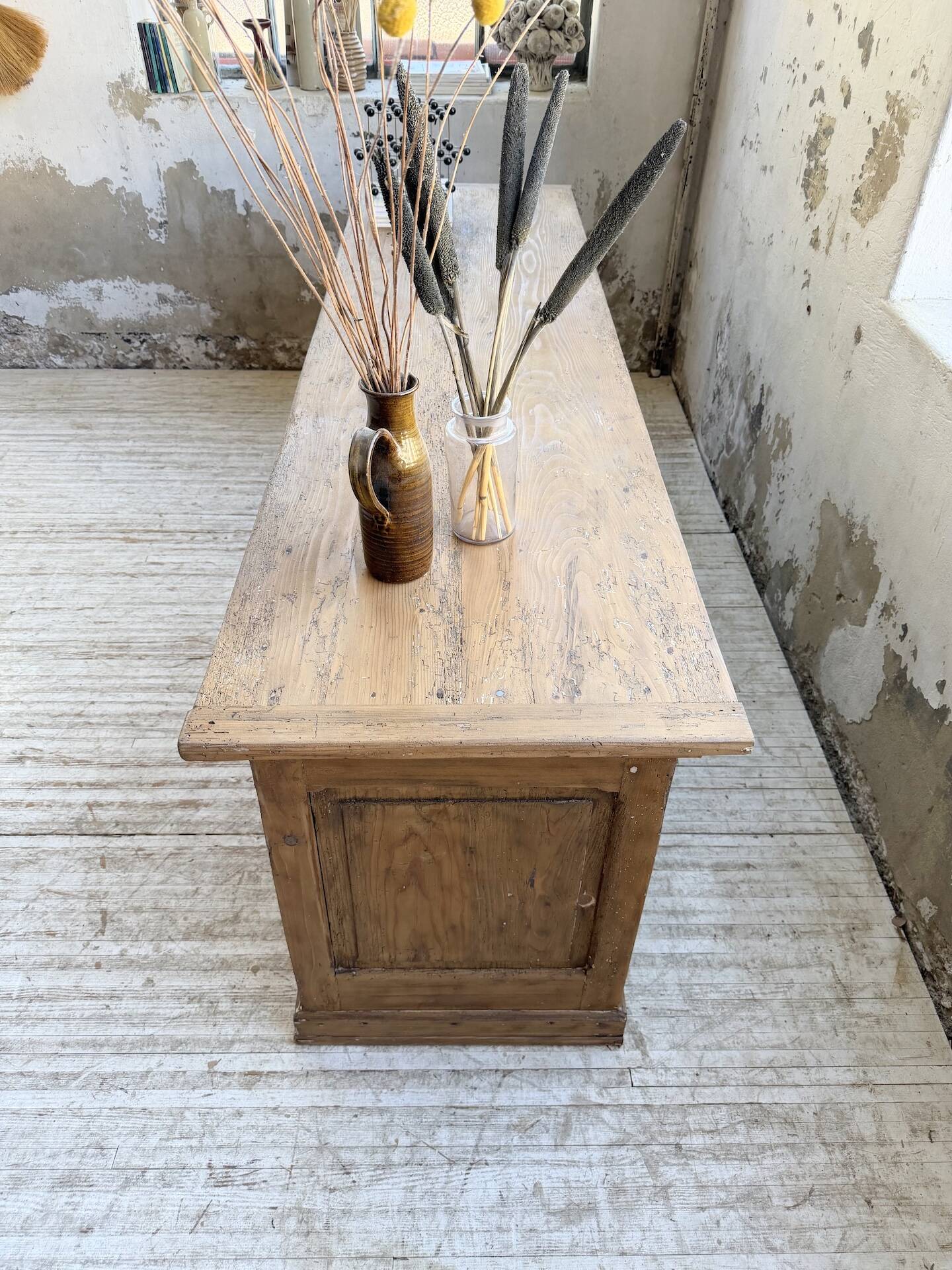 Comptoir de commerce 1950 bois pin 211cm