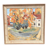 Original Swedish Oil on Panel – "Autumn Landscape" by Sune – Signed – Dated 1962 – Framed – 50 × 48 cm (19.7" × 18.9")