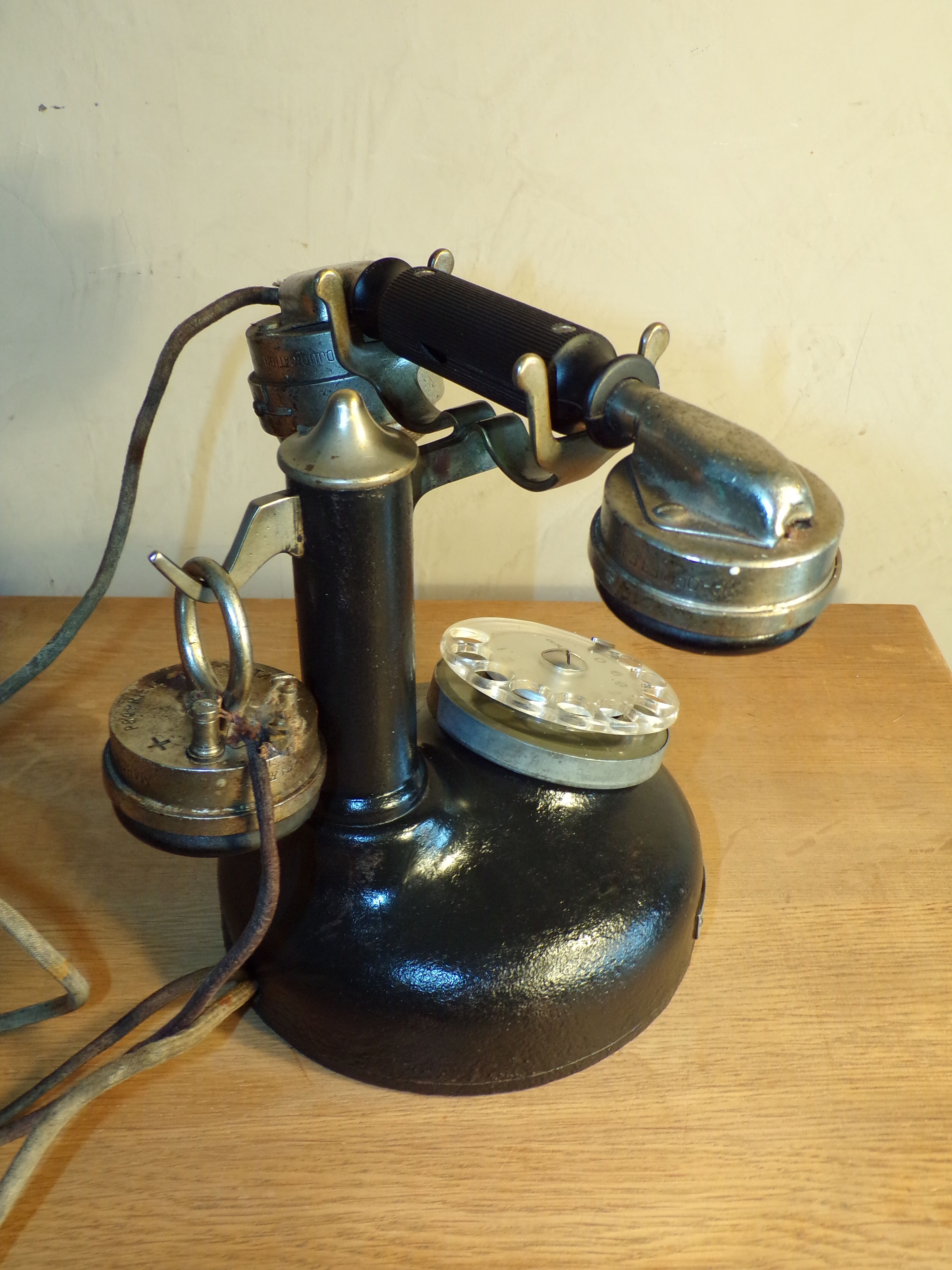Old Bakelite column and metal phone