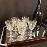 6 old bistro glasses