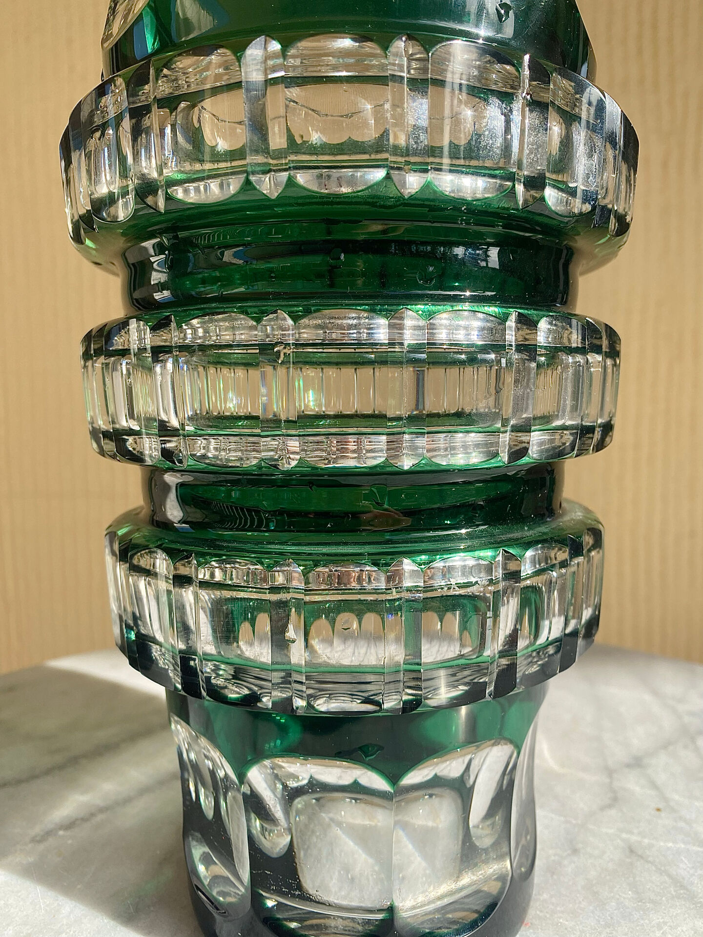 Cut crystal vase Val Saint Lambert 1950s