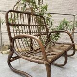 Two-seater rattan bench