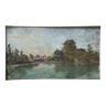 Tableau HST "Paysage de campagne avec rivière" par Pierre BONNEROT (1891-1981)