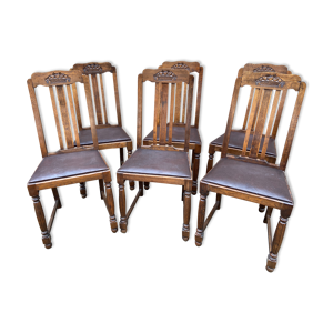 6 chaises vintage art deco 1940s