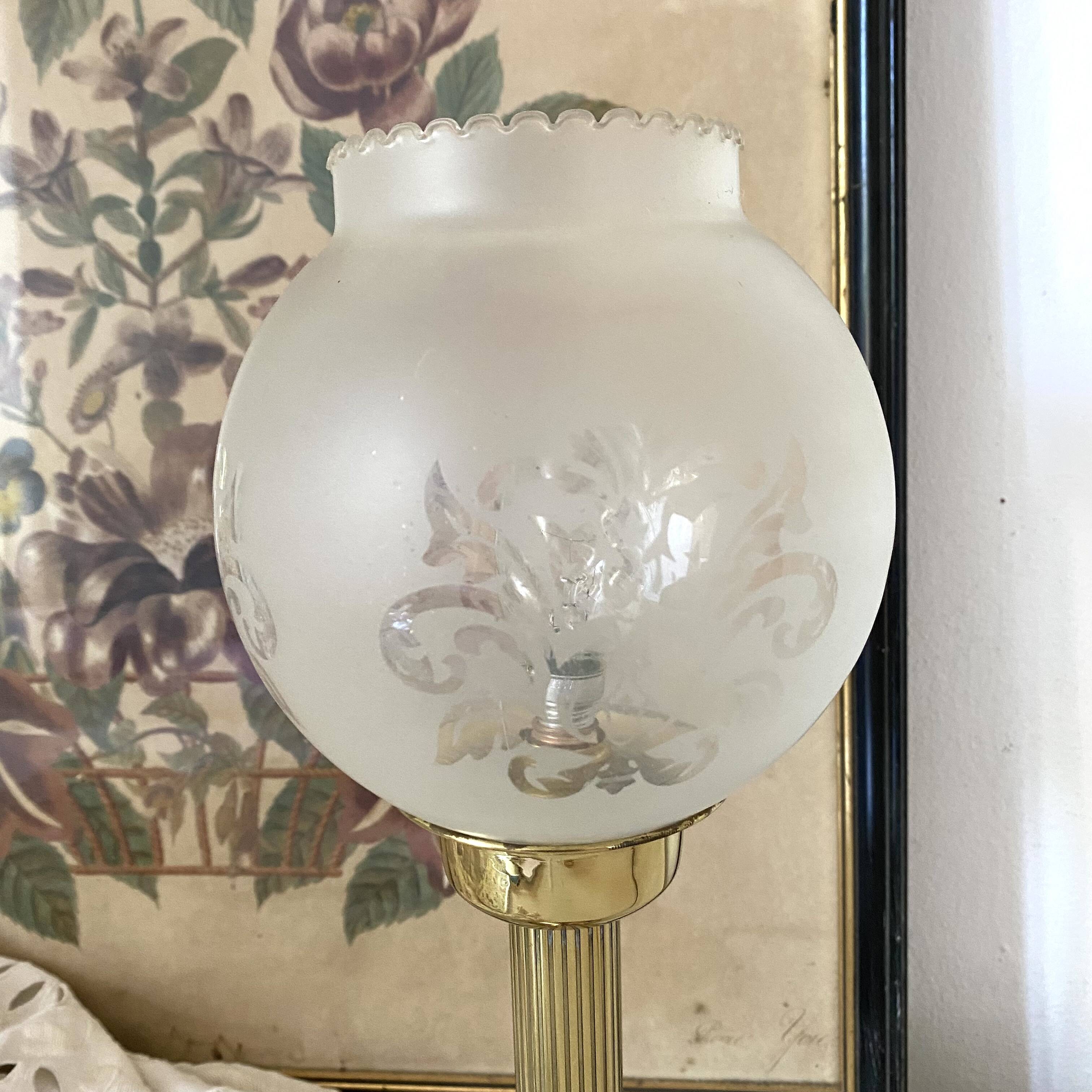 Lampe rétro pied colonne globe en verre