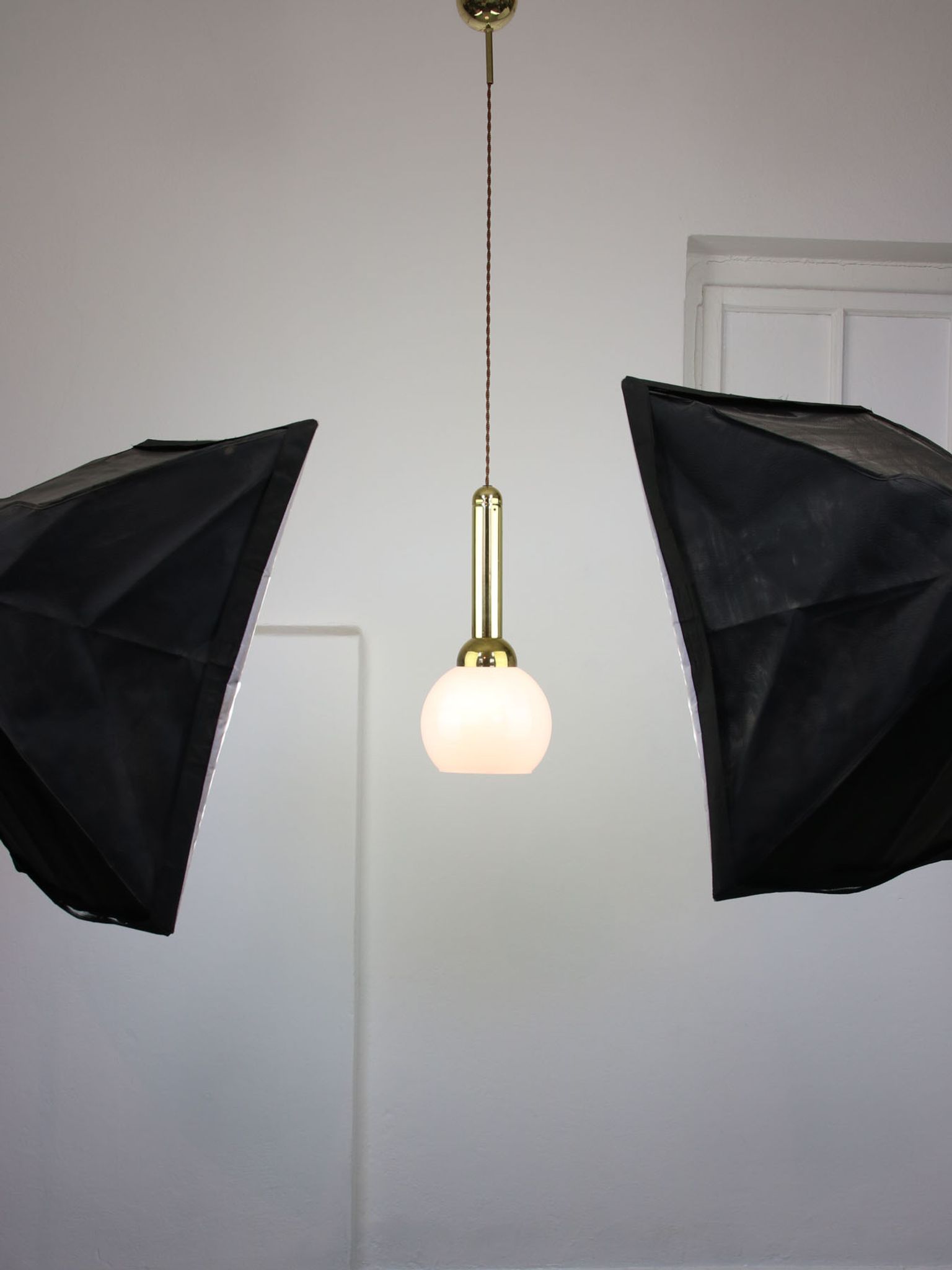 Vintage gold & opaline pendant lamp