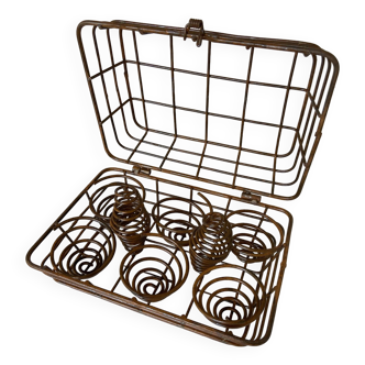 Box of 6 vintage metal eggs 1950/1960 chicken cage style