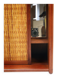 Arne Wahl Iversen Wall Mirror & Shelf Cabinet, Teak & Cane for Brenderup Denmark