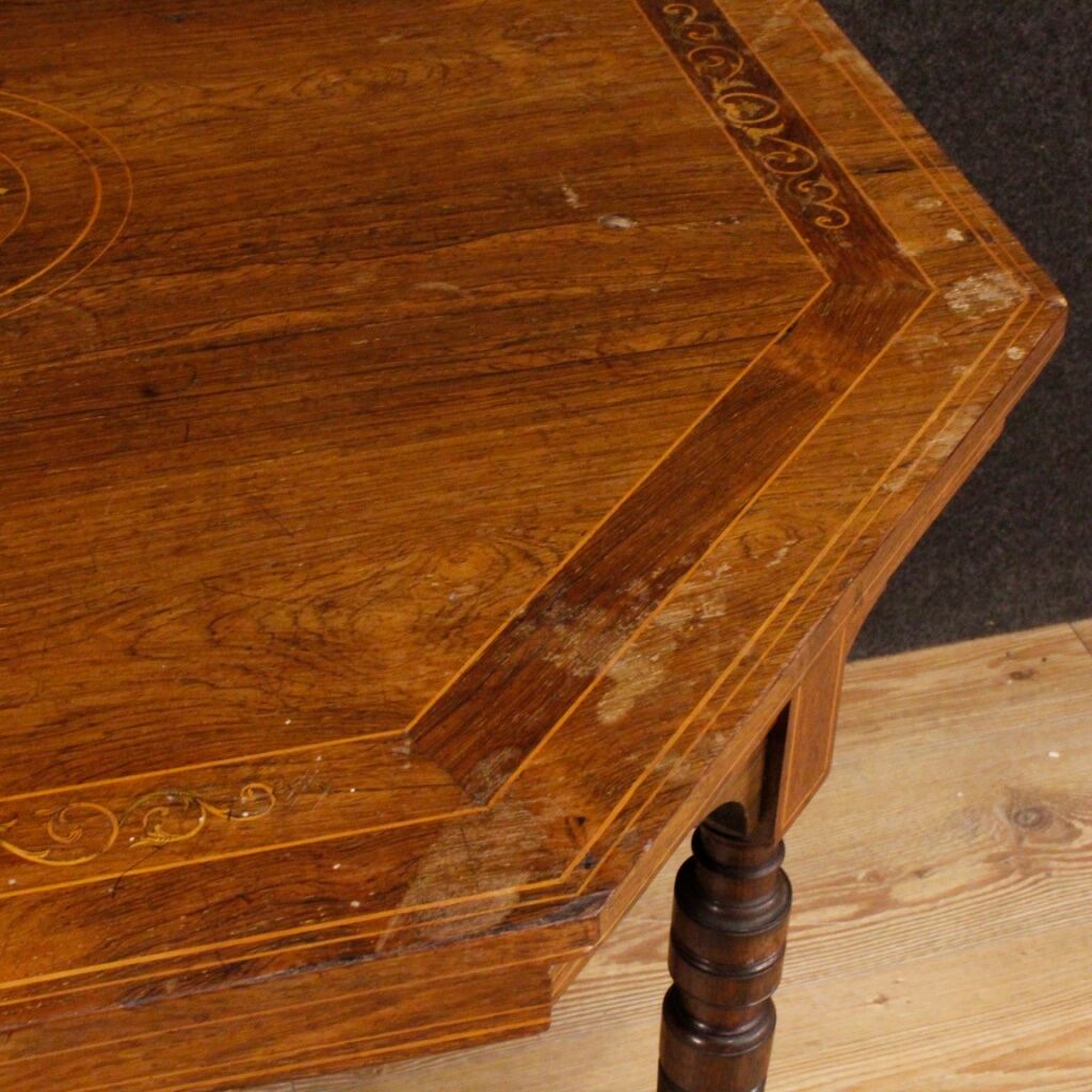 Side table English inlaid wood