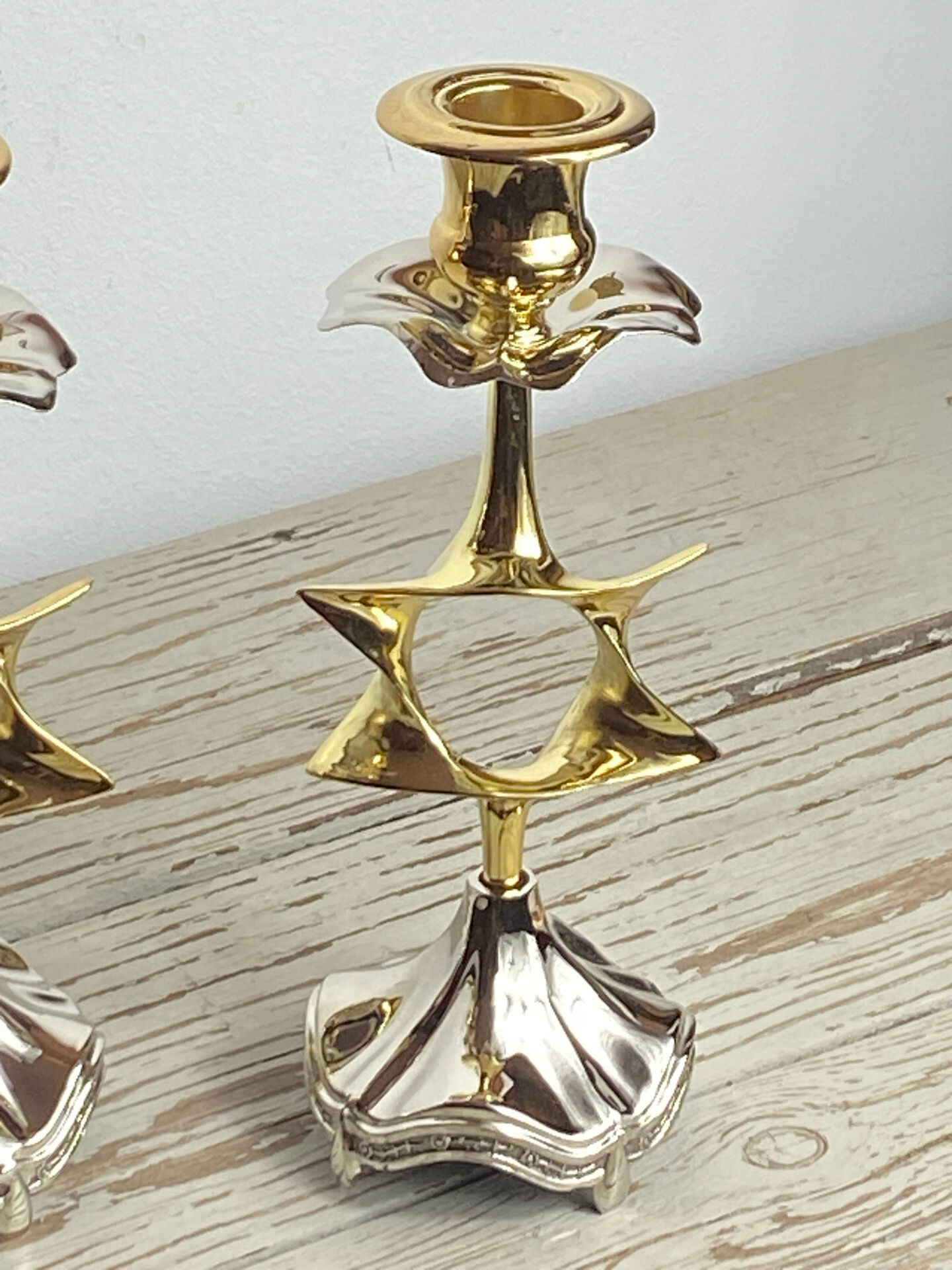 Pair of silver-plated candlesticks