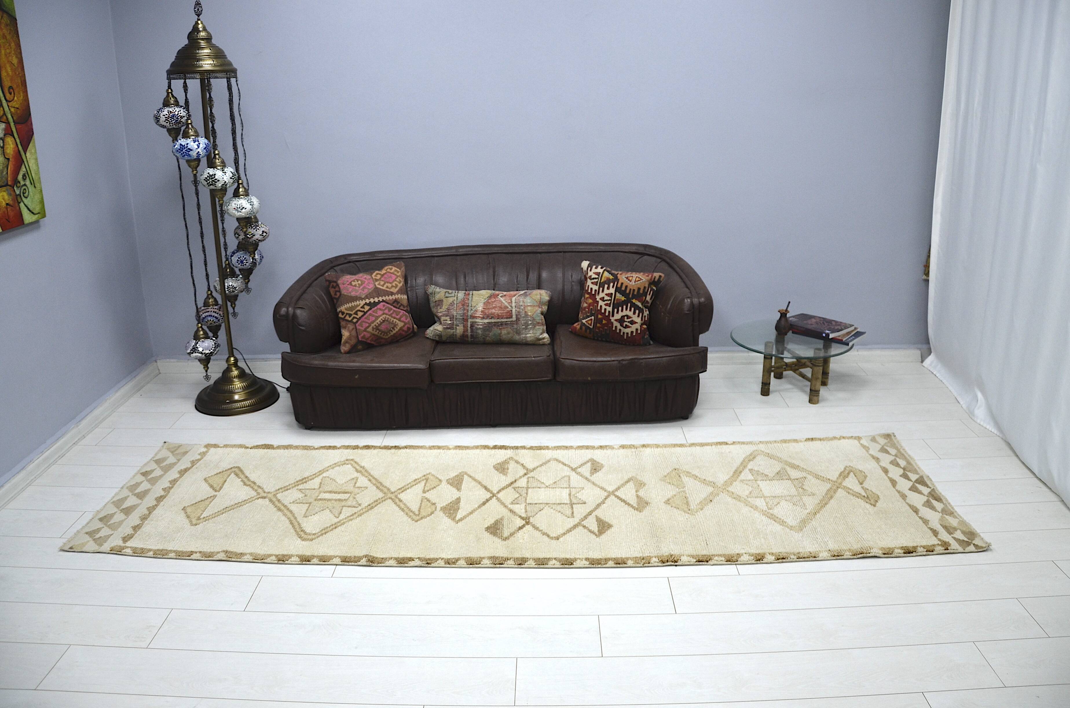White & Beige Wool Handmade Rug sku 2215