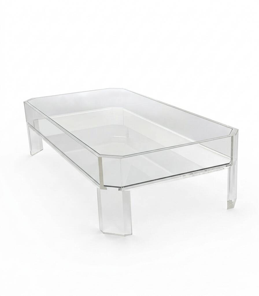 Coffee Table Design Marc Micoud Plexiglas/Lucite and Glass - 1980
