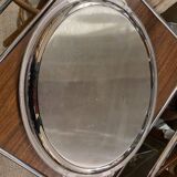 Grand plateau de service jean couzon en inox avec poignees decor poisson