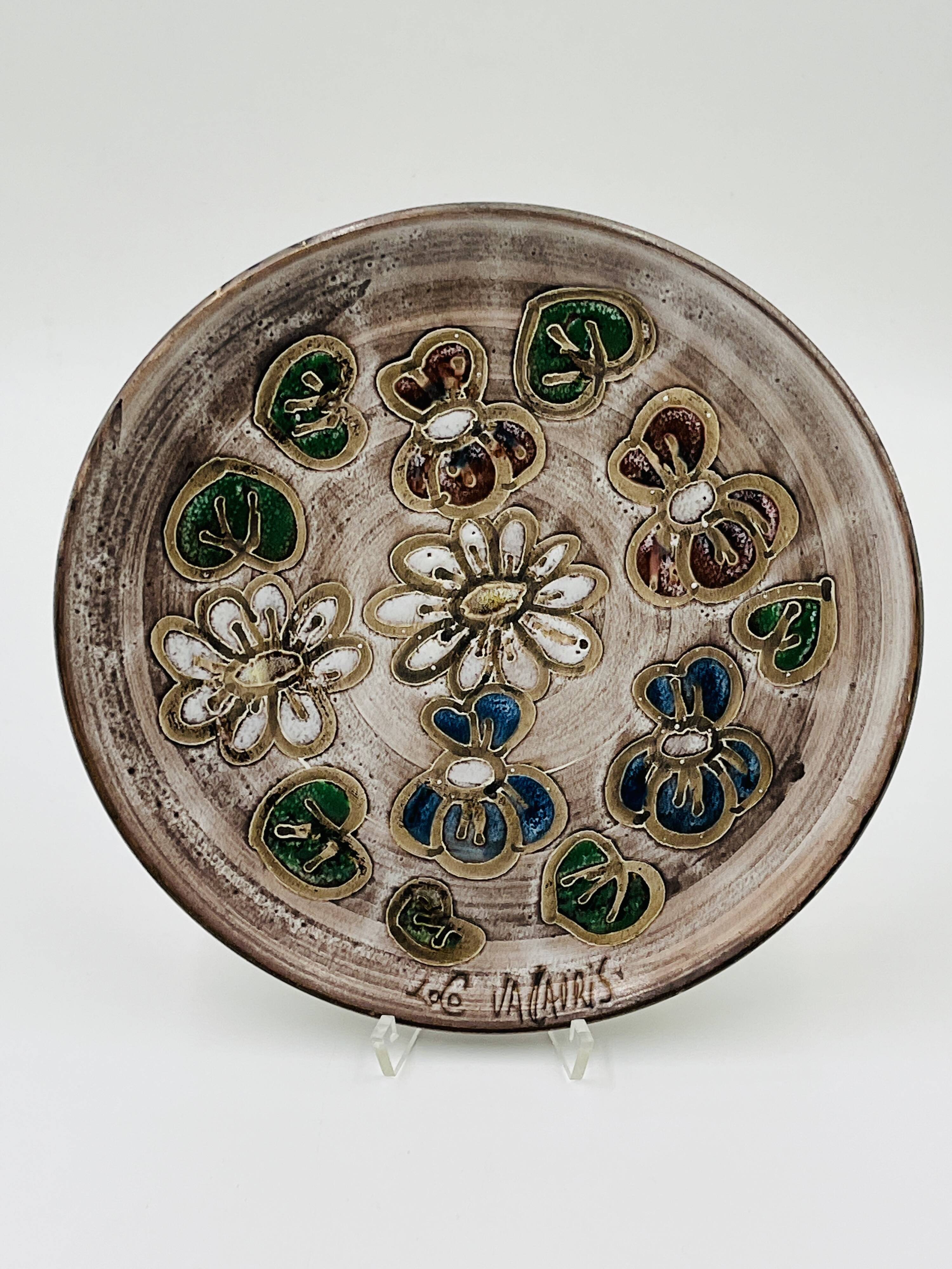Vintage Decorative Plate Ceramic Vallauris Signed Lolo