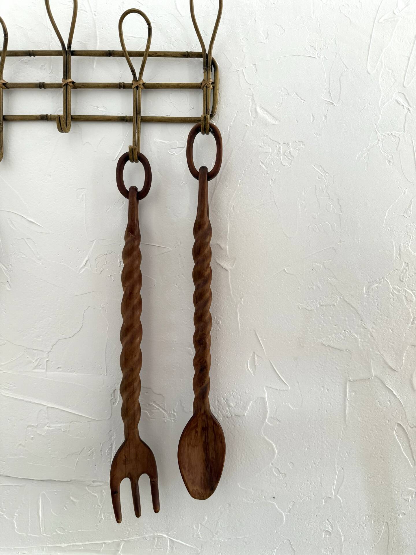 XXL carved wooden spoon and fork set