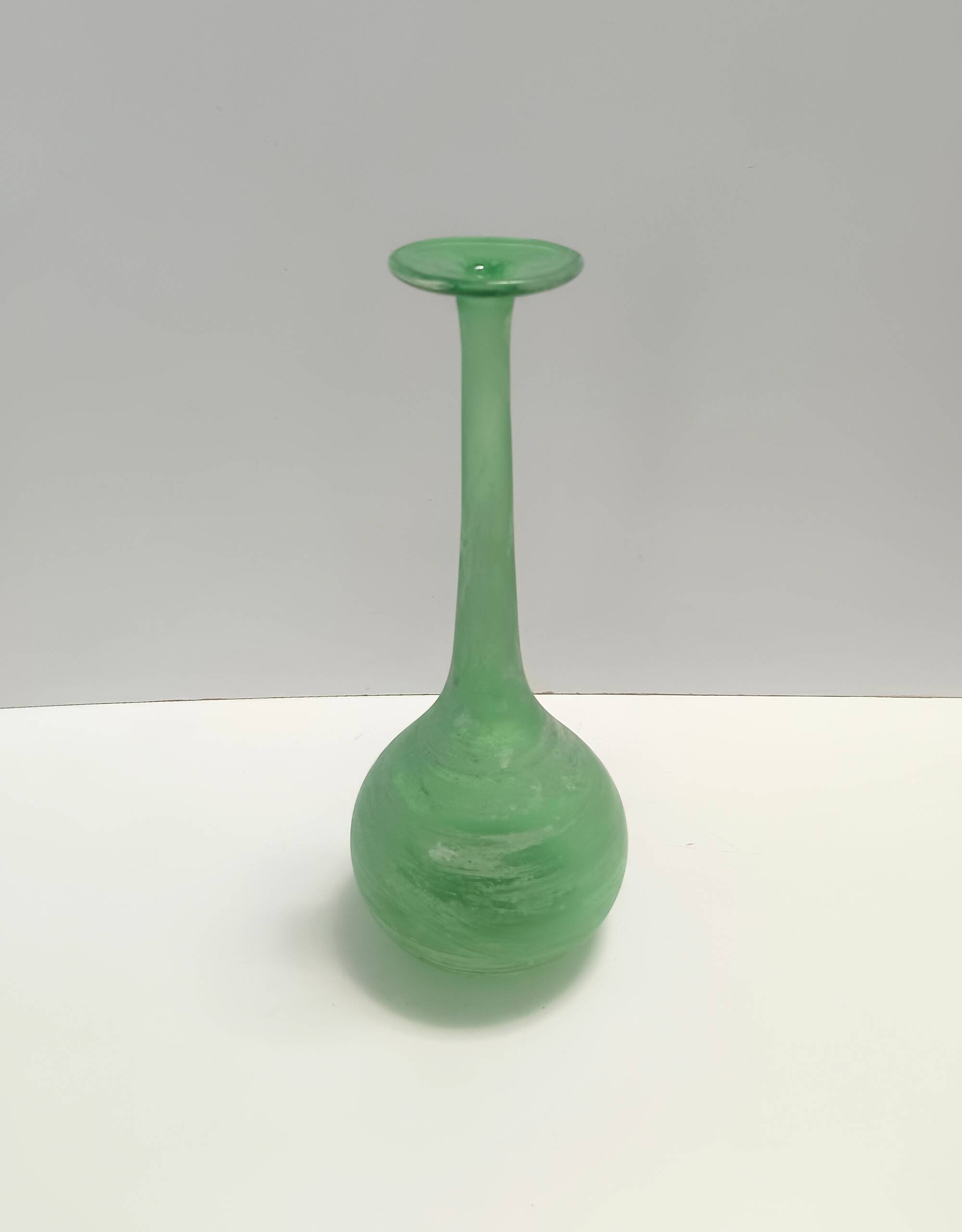 Green Blown Scavo Glass Tulip attr. to Cenedese, Italy