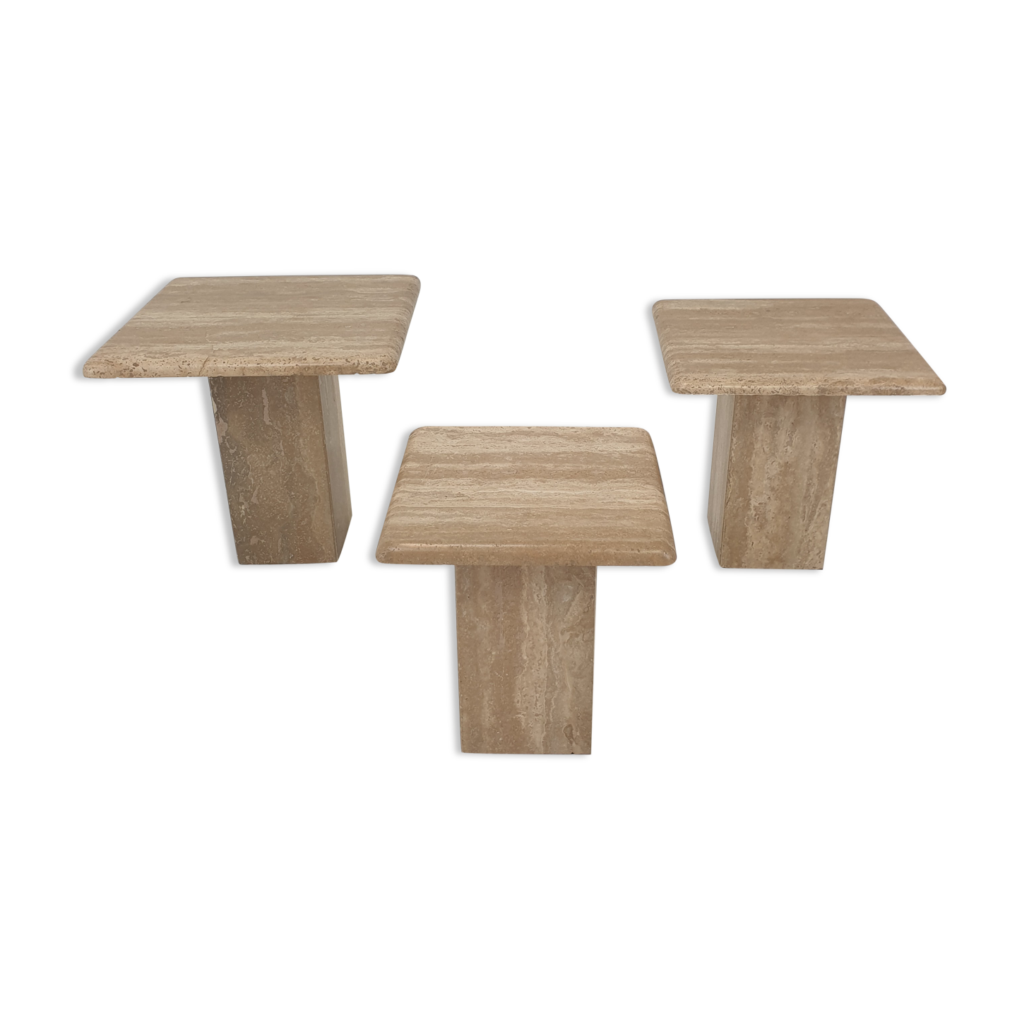 Set of 3 italian travertine coffee tables, 1980s