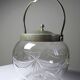 Pot/bowl with a bubble design, antique engraved crystal from Bohemia and silver-plated metal, 1920-1940.