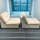 Pair of vintage beige velvet chairs