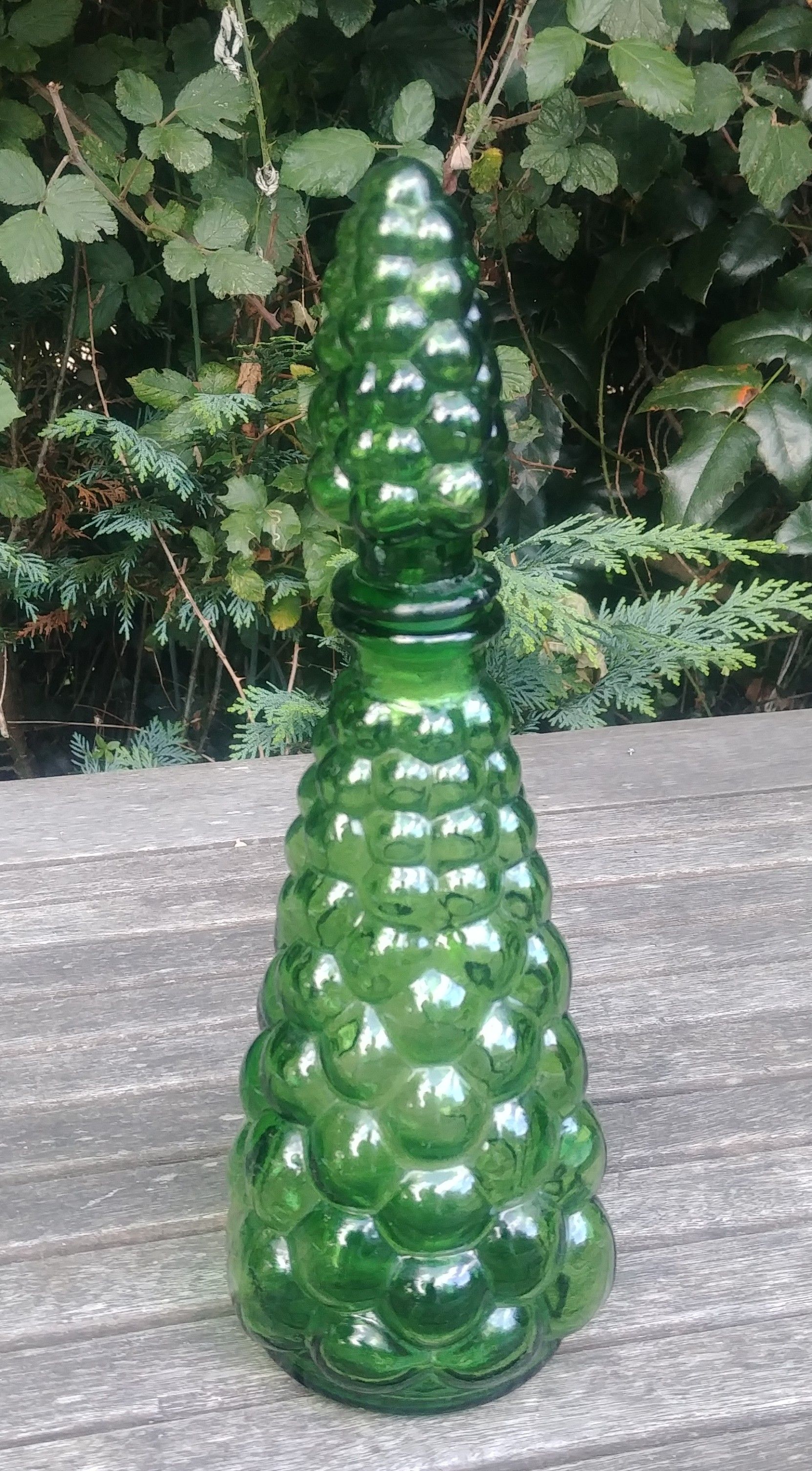 Small bubbled glass decanter from empoli -vintage rare made in italy, glassware 1970s/80s
