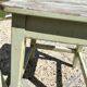 Garden bench in iron and wood and these 2 wooden stools