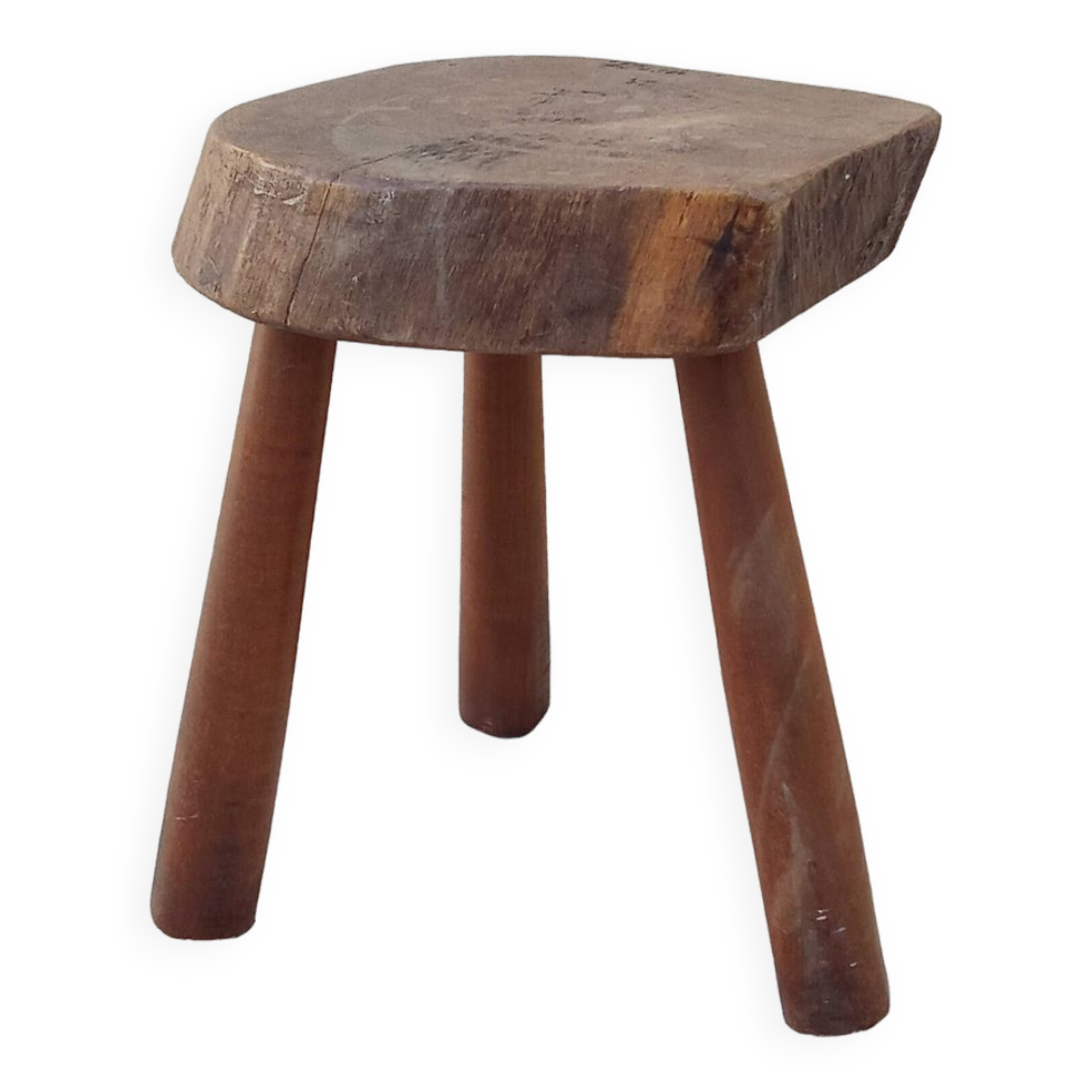 Vintage brutalist wooden stool