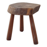 Vintage brutalist wooden stool