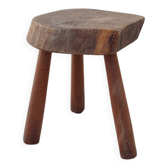 Vintage brutalist wooden stool