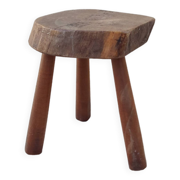 Vintage brutalist wooden stool