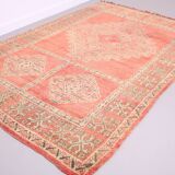Pink Vintage Moroccan Rug 186 cm x 279 cm - Handmade Wool Rug - Berber Rug