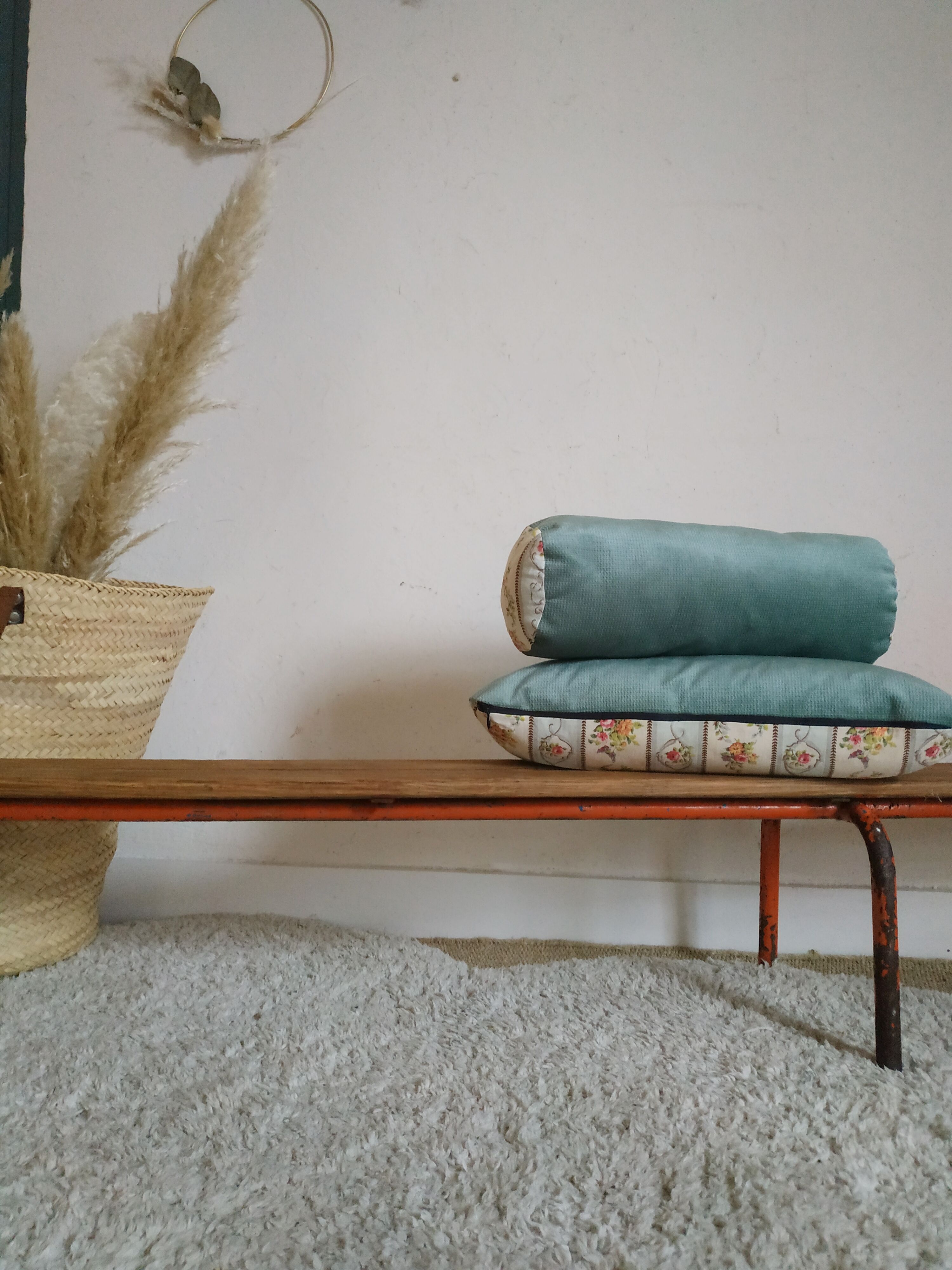 Banc ancien d'école maternelle métal et bois